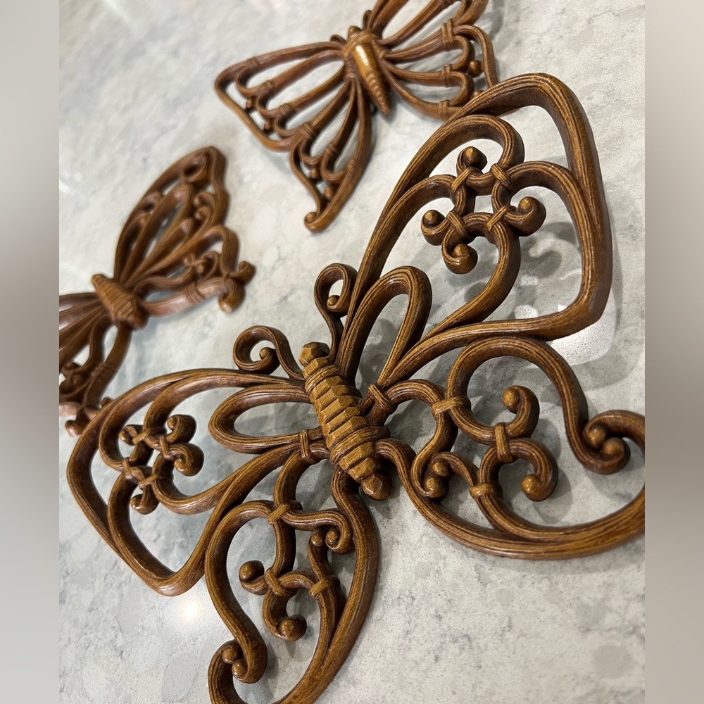 Vintage HomeCo 3pc Butterfly Wall Hangings Faux Wood Ready to Hang